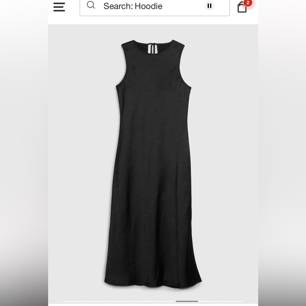 Gap Black satin high-neck midi dress